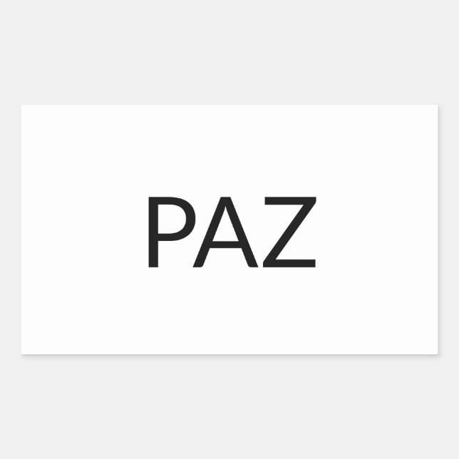 Adesivo Retangular Paz branco negro espanhol simples minimalista (Frente)