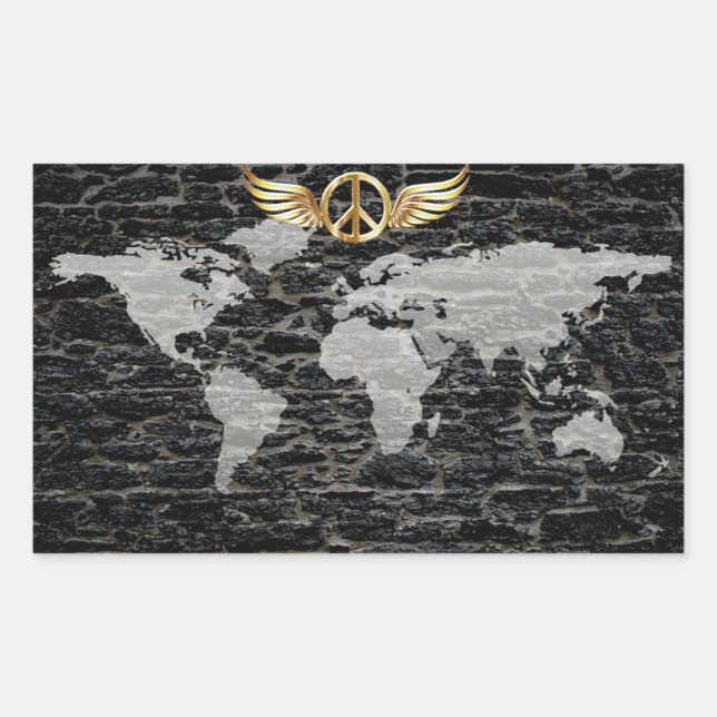 Adesivo Retangular Paz mundial (Frente)