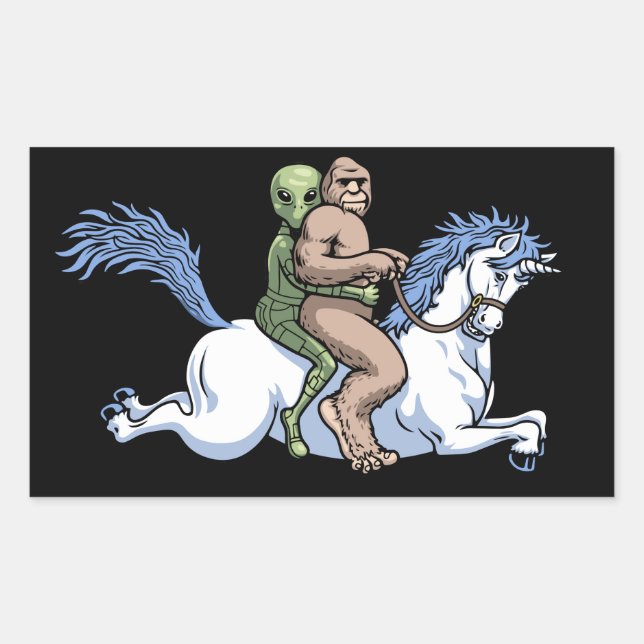 Adesivo Retangular Pé Grande, Alienígena, Unicórnio (Frente)