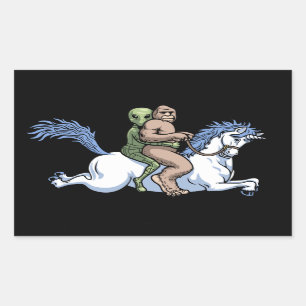 Adesivo Retangular Pé Grande, Alienígena, Unicórnio