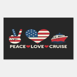 Adesivo Retangular Peace Love Cruise USA Vacance Vibes