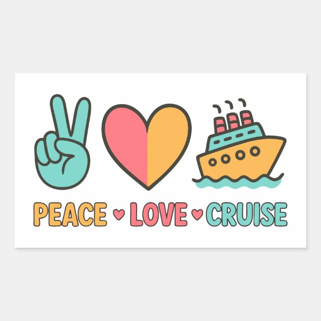 Adesivo Retangular Peace Love Cruise Vacing (Frente)