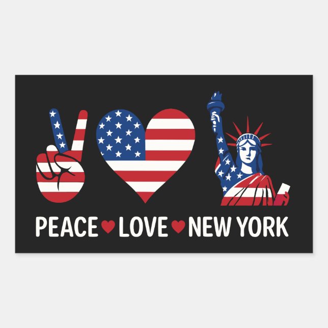 Adesivo Retangular Peace Love New York (Frente)