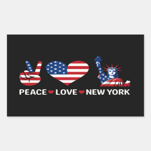 Adesivo Retangular Peace Love New York