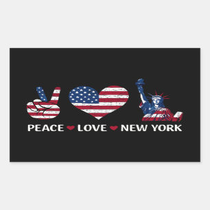 Adesivo Retangular Peace Love New York