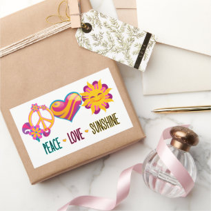 Adesivo Retangular Peace Love Sunshine