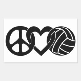 Adesivo Retangular Peace Love Voleibol