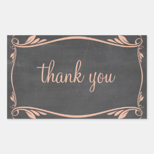 Adesivo Retangular Peach Flourour Chalkboard Obrigado Stickers