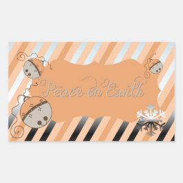 Adesivo Retangular Peach Jingle Bells Stripe Retângulo