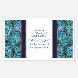 Adesivo Retangular Peacock Feather Drama - Obrigado Seal - Personaliz