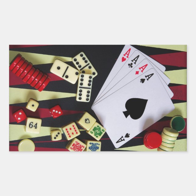Adesivo Retangular Peças de jogos para casino de jogos (Frente)