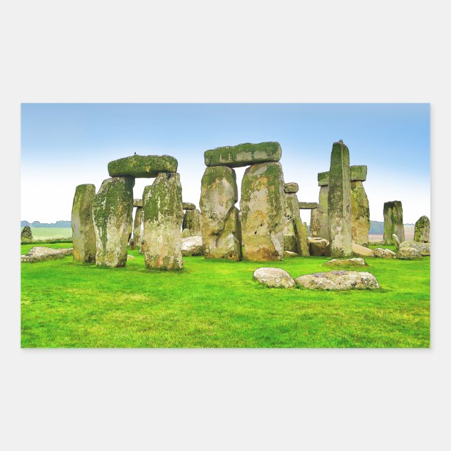 Adesivo Retangular Pedras Pendentes de Stonehenge Antigas na Arte de  (Frente)