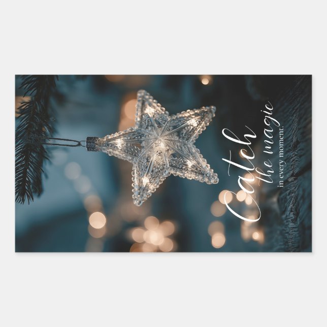 Adesivo Retangular Pegue a Estrela Mágica de Natal (Frente)