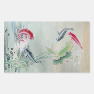 Adesivo Retangular Peixe Koi com Lotus