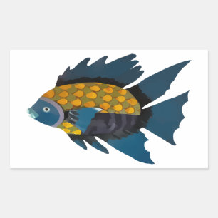 Adesivo Retangular Peixes, Animais, Desenho