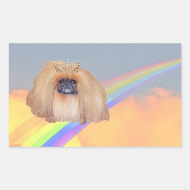 Adesivo Retangular Pekingese Rainbow (Frente)