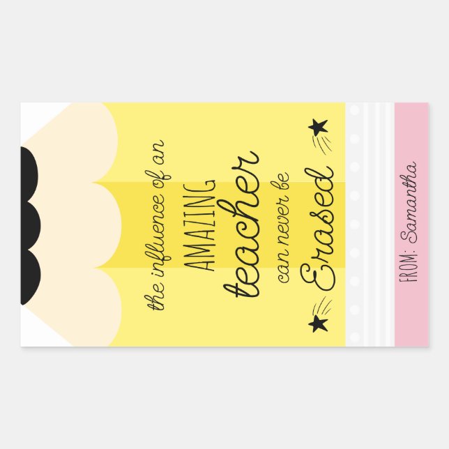 Adesivo Retangular Pencil Teacher Appreciation Gift Sticker (Frente)