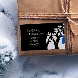 Adesivo Retangular Penguin Return Address Black