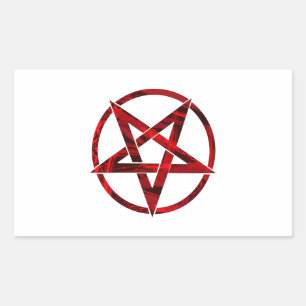 Adesivo Retangular Pentagrama do diabo vermelho