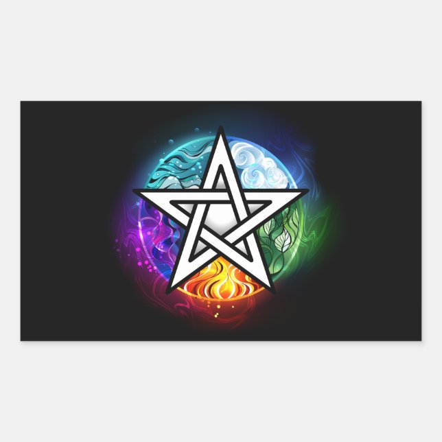 Adesivo Retangular pentagrama wiccano (Frente)
