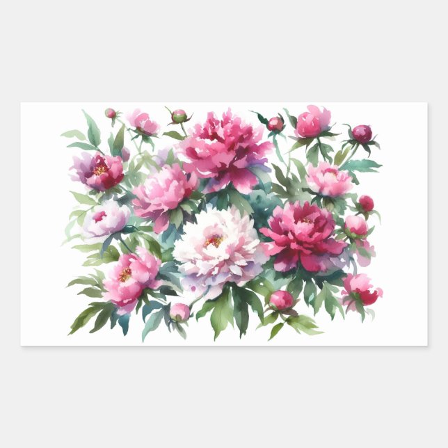 Adesivo Retangular Peões de Aquarela com Vinheta de Scrapbooking (Frente)