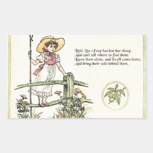 Adesivo Retangular Pequeno Bo-Peep: Classic Kate Greenaway Nursery