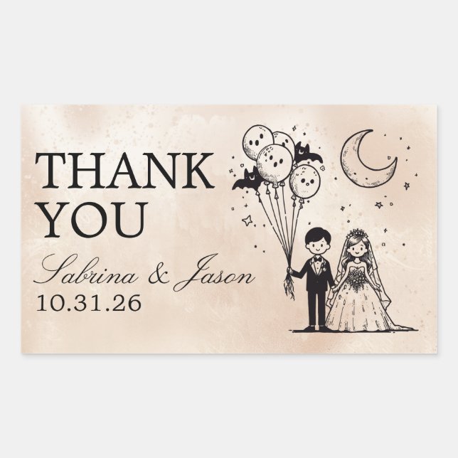 Adesivo Retangular Pequeno Casal Spooky (Frente)