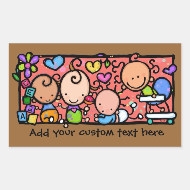 Adesivo Retangular Pequenos bebês em jogo Autocolante personalizado (Frente)