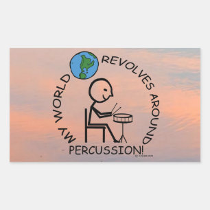 Adesivo Retangular Percussão - O Mundo Revola-Se Em Torno Do Sti Reta