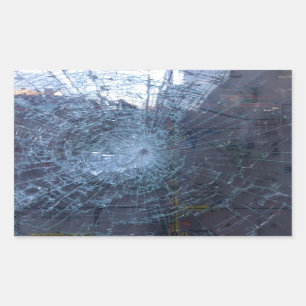 Adesivo Retangular Perdido — com vidro quebrado e mapa