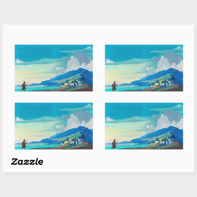 Adesivo Retangular Peregrino da Cidade Radiante por Nicholas Roerich (Folha)