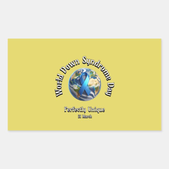 Adesivo Retangular Perfeitamente Único. Dia Mundial da Síndrome de Ba (Frente)
