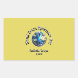 Adesivo Retangular Perfeitamente Único. Dia Mundial da Síndrome de Ba