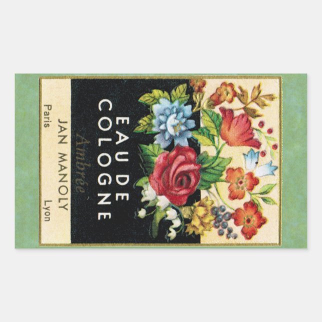 Adesivo Retangular Perfume Ambree francês antigo (Frente)