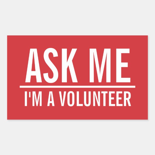 Adesivo Retangular Perguntar-me | Crachá Red Volunteer (Frente)