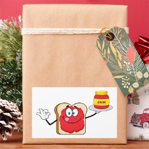 Adesivo Retangular Personagem de Desenho de Torrada com Geleia de Mor