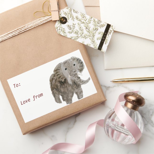 Adesivo Retangular Personalização de Elefante de Arte Animal Selvagem (Presentear)