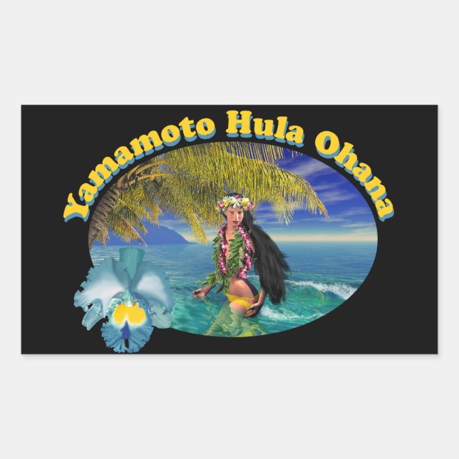 Adesivo Retangular Personalização Tropical Para Yamamoto Hula Ohana S (Frente)