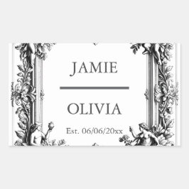 Adesivo Retangular Personalizado Vitoriano de Rolagem Napkin - casame