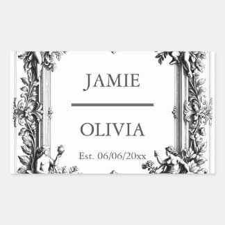 Adesivo Retangular Personalizado Vitoriano de Rolagem Napkin - casame
