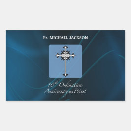 Adesivo Retangular Personalizar, 10.º aniversário do Padre
