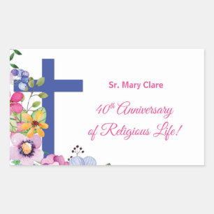 Adesivo Retangular Personalizar, 40º Aniversário da Vida Religiosa 