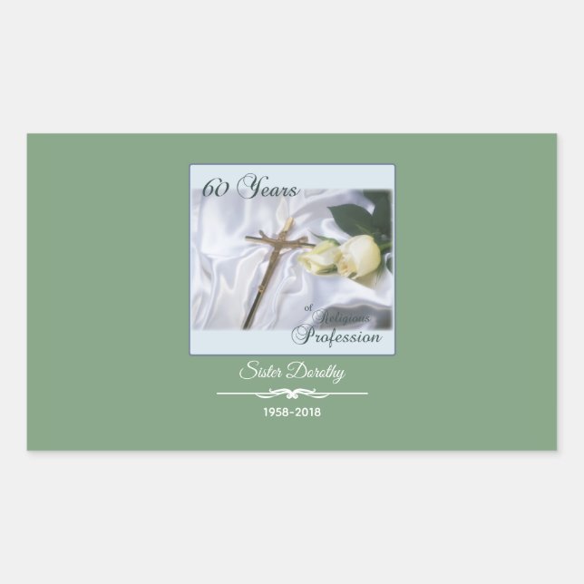 Adesivo Retangular Personalizar, 60 anos de profissão religiosa (Frente)