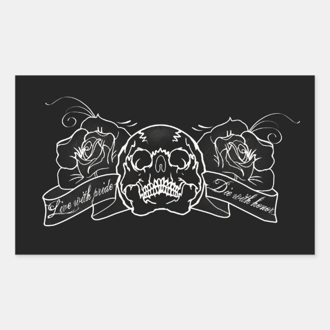 Adesivo Retangular Personalizar Ao Vivo Com Orgulho Morre Com Rosas H (Frente)