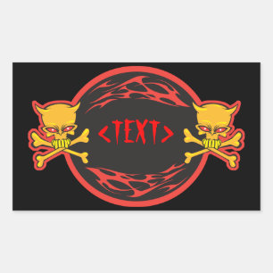 Adesivo Retangular Personalizar Design de Skulls e Chamas,<TEXT>
