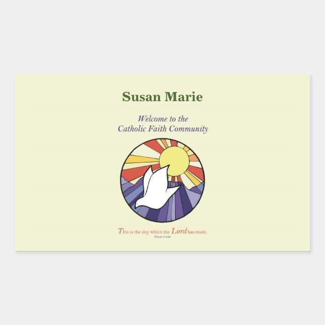 Adesivo Retangular Personalizar nome, círculo de porta RCIA em amarel (Frente)