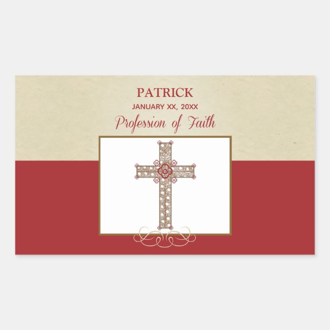 Adesivo Retangular Personalizar, RCIA Bênçãos sobre a Profissão de Fé (Frente)