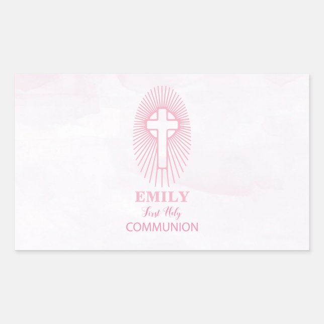 Adesivo Retangular Personalizar, Rosa, Primeiro Sagrado Anfitrião da  (Frente)