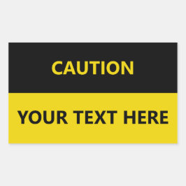 Adesivo Retangular Personalizar sinal de precaução preto