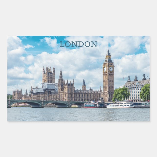 Adesivo Retangular Personalizar Texto Londres (Frente)